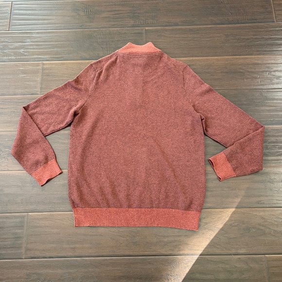 JOS A BANK RESERVE Men's Cashmere Blend Mock Neck Sweater Rust Black Sz Large - Picture 2 of 12